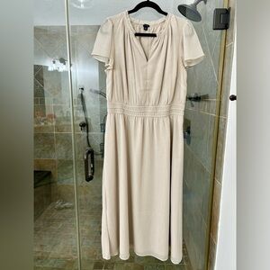 Ann Taylor Metallic Stripe Flutter Sleeve Flare Dress